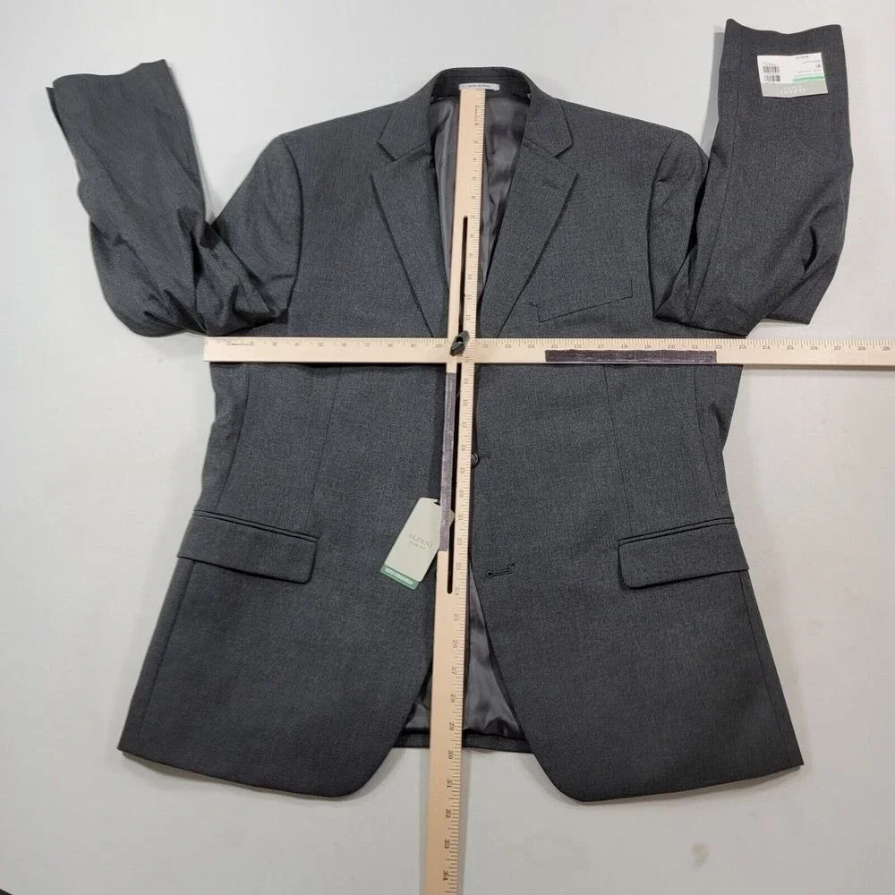 Alfani Slim-Fit Suit Jacket Mens 46R 46 Stretch Solid‎ Charcoal Blazer $360 NEW